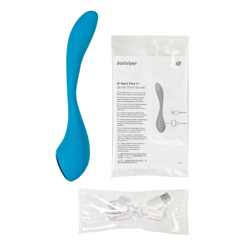 Стимулятор точки G с фиксацией формы Satisfyer G-Spot Flex 5 Connect App, голубой, 19,6 см
