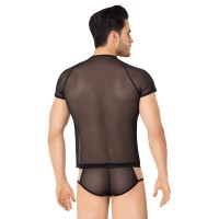 Костюм-сетка с вырезами по бокам мужской SoftLine Collection (майка, шорты), черный, XL