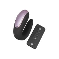 Стимулятор для пар Satisfyer Double Fun Connect App, с пультом ДУ, силикон, черный, 9 см