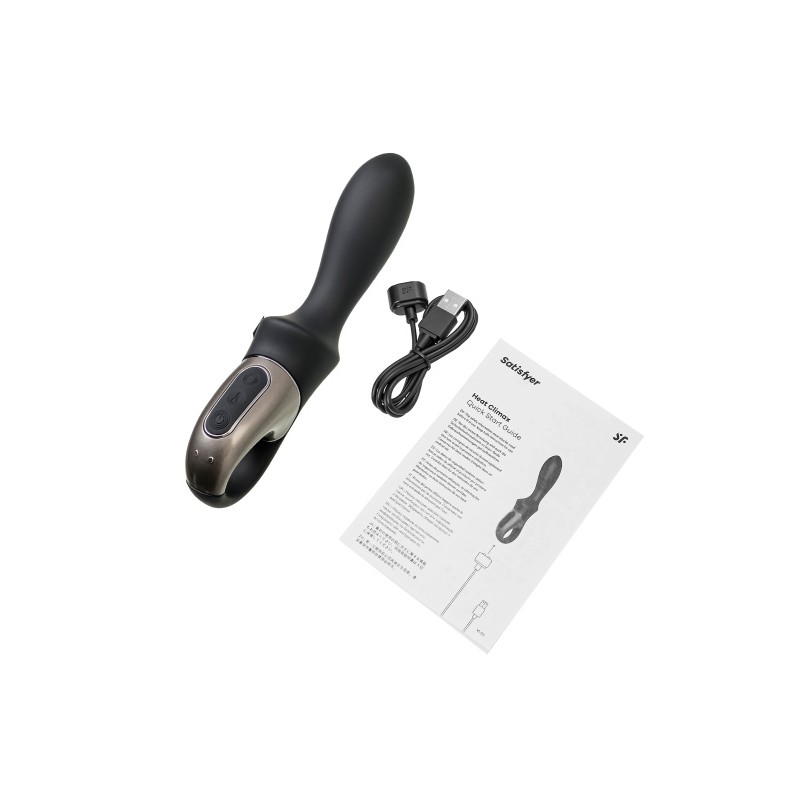 Вибростимулятор-унисекс с подогревом Satisfyer Heated Climax Connect App, черный, 20,7 см
