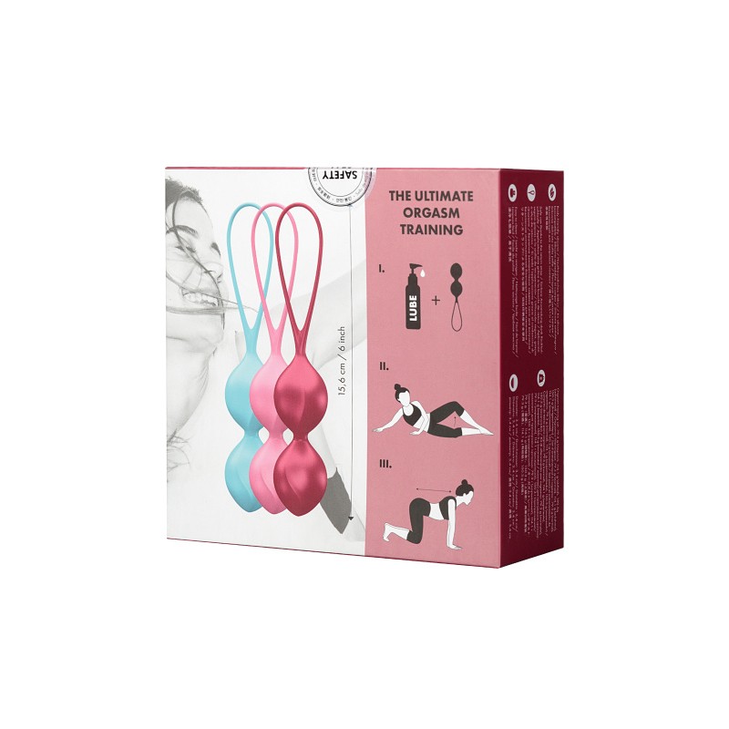 Набор вагинальных шариков Satisfyer Balls C03 Double, силикон, ассорти, Ø 3 см.