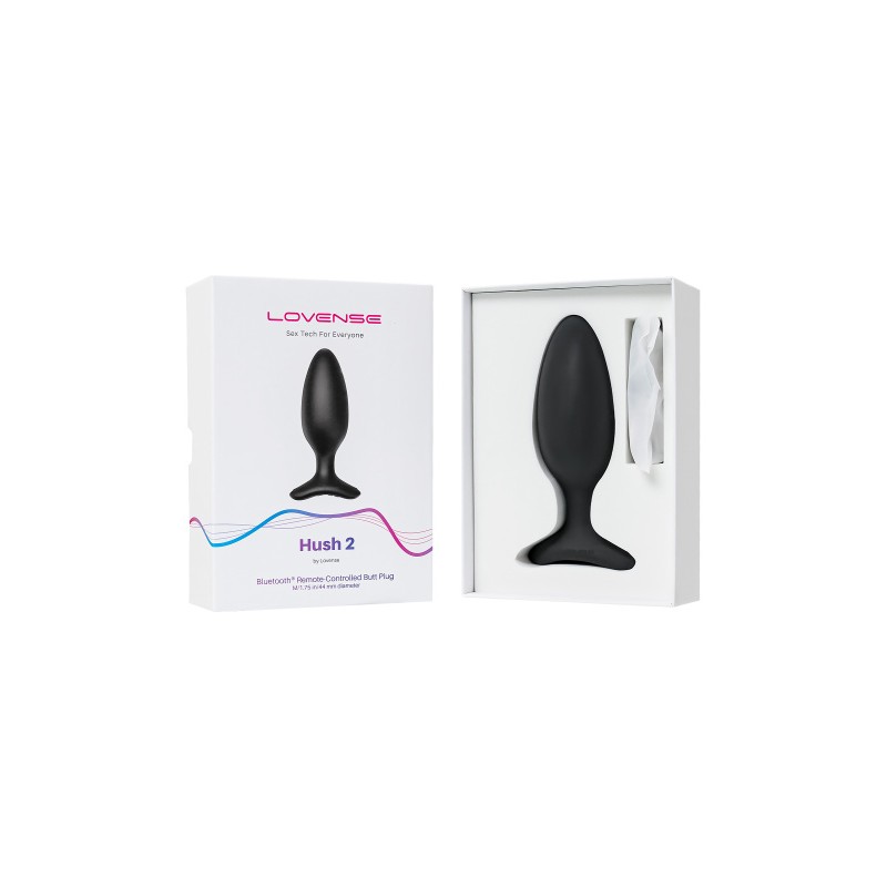 Анальная втулка LOVENSE Hush 2 (M), силикон, черная, 13,5 см