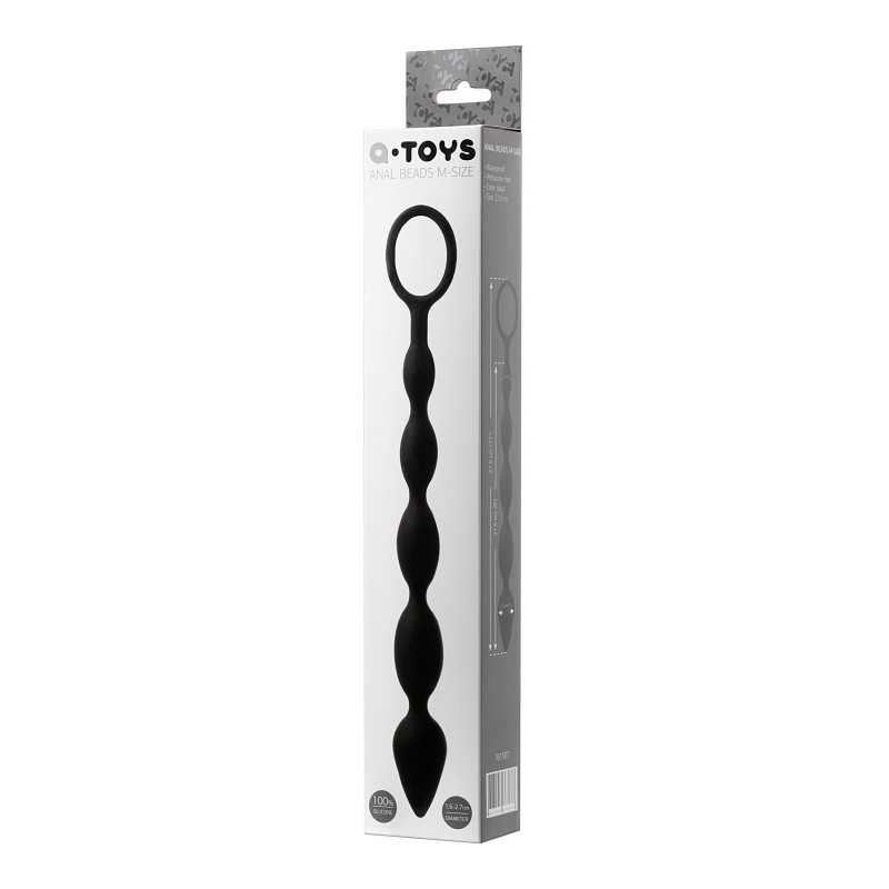 Анальная цепочка A-Toys by TOYFA Dang, силикон, черный, 27,6 см