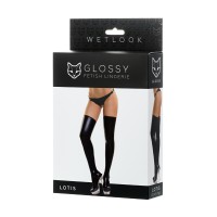 Чулки Glossy LOTIS из материала Wetlook, черный, S
