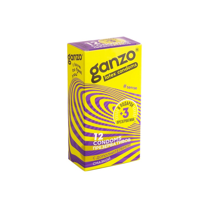 Презервативы Ganzo, sense, ультратонкие, латекс, 18 см, 5,2 см, 15 шт.