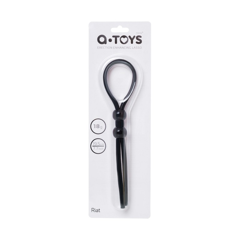Лассо на пенис A-Toys by TOYFA Riat с двумя бусинами, силикон, черное, 19,5 см