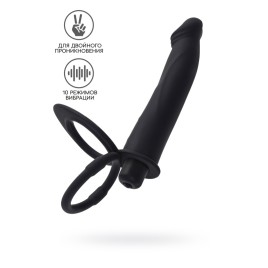 Насадка на пенис для двойного проникновения Black&Red by TOYFA, силикон, чёрная, 19 см
