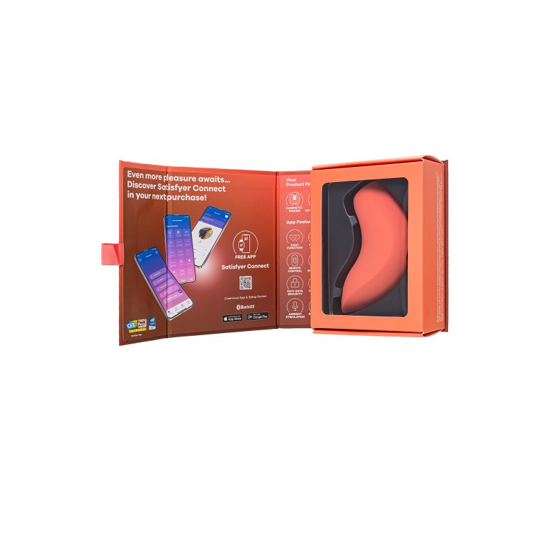 Вакуум-волновой стимулятор клитора Satisfyer Magnetic Deep Pulse, силикон, абрикосовый, 11,6 см