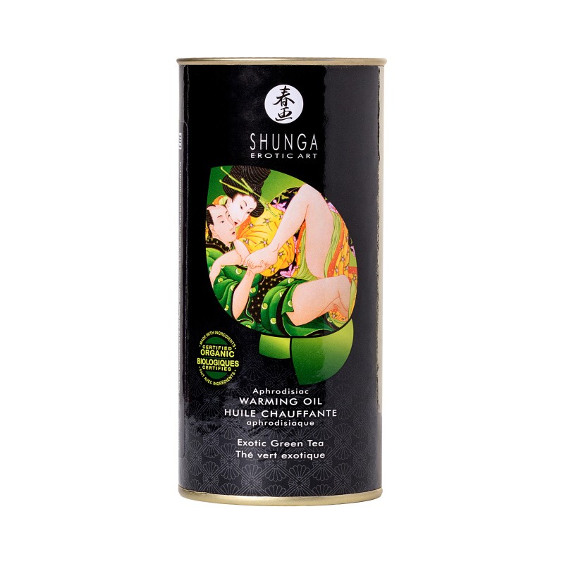 Масло массажное для тела Shunga «Экзотический зеленый чай» (Exotic Green Tea), разогревающее, 100мл.