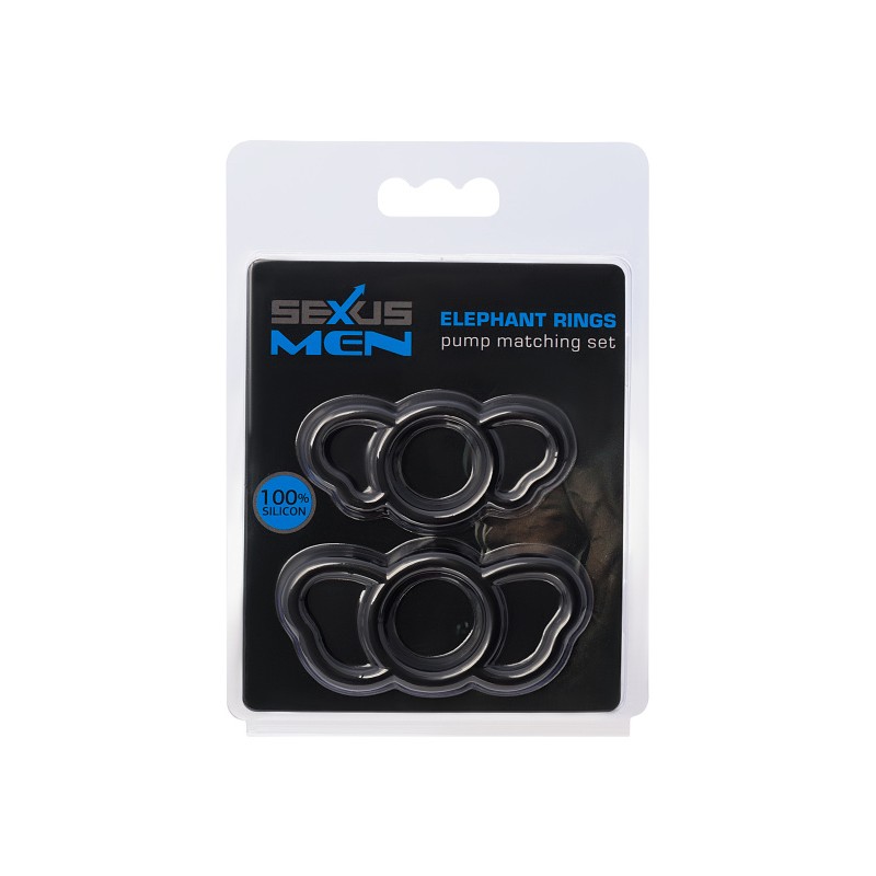 Набор эрекционных колец Sexus Men ELEPHANT RINGS, силикон, чёрный