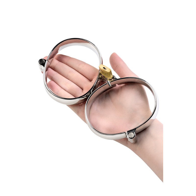 Наручники/ Оковы на ноги, TOYFA Metal, серебристые, 7,5Х9,5 см