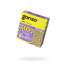 Презервативы Ganzo, sense, тонкие, латекс, 18 см, 5,2 см, 3 шт.