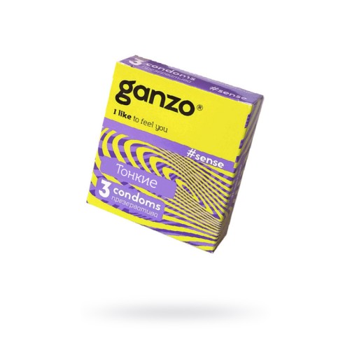 Презервативы Ganzo Sense, ультратонкие, латекс, 18 см, 3 шт
