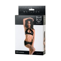 Комплект Glossy Brianna из материала Wetlook, черный, XL