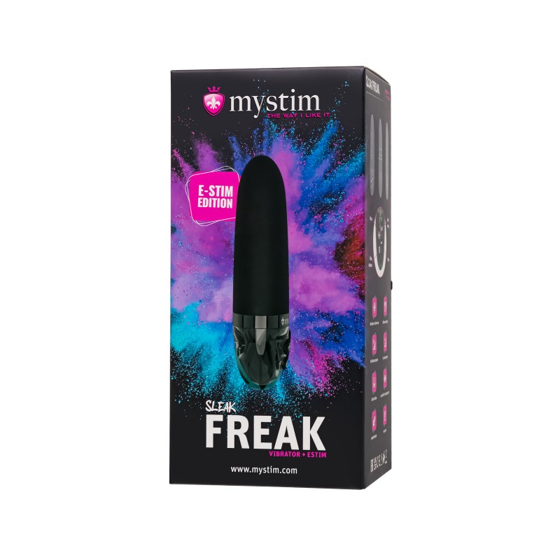 Вибратор Mystim Sleak Freak с электростимуляцией, силикон, черный, 14,5 см