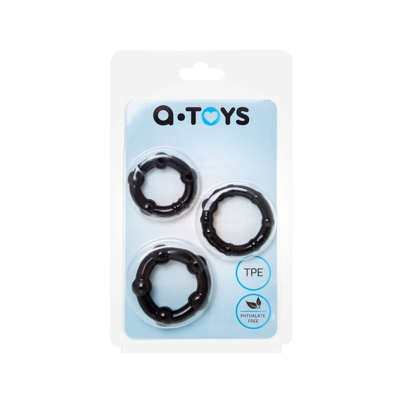 Набор колец A-Toys by TOYFA, TPE, силикон, черные, Ø 3,5/3/2 см