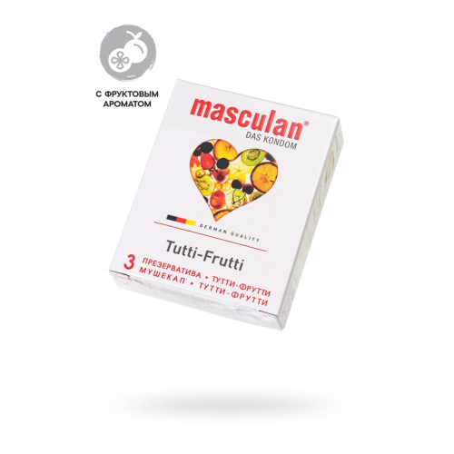 Презервативы Masculan, ultra 1, тутти-фрутти, 19 см, 5,3 см, 3 шт.