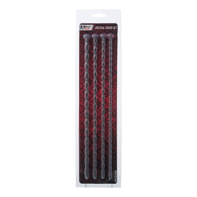 Набор уретральных зондов Black & Red by TOYFA, 4 штуки, чёрный