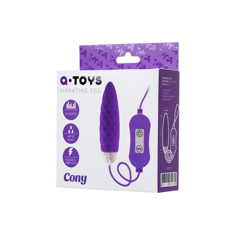 Фото A-toys by TOYFA Виброяйцо с пультом управления A-Toys by TOYFA Cony, силикон, фиолетовый, 7,6 см