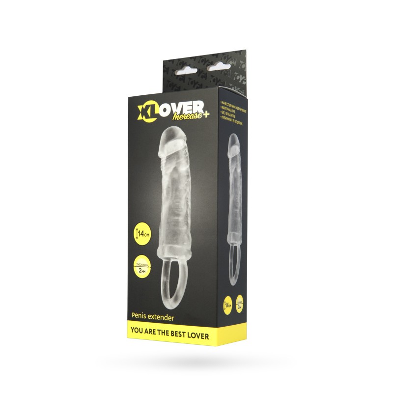 Насадка XLover by TOYFA Increase+ для увеличения размера, с кольцом,  TPE, прозрачная, 14 см