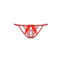 Стринги с бантиком открытые кружевные SoftLine Collection, красный, S/L