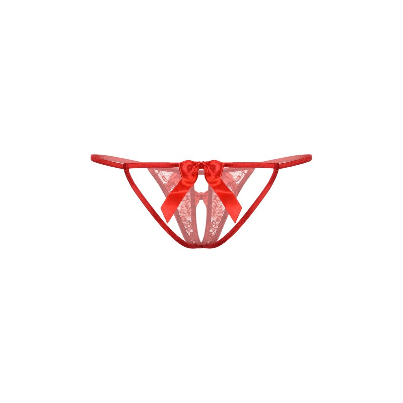 Стринги с бантиком открытые кружевные SoftLine Collection, красный, S/L