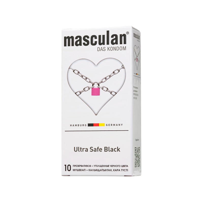 Презервативы Masculan, ultra 4, ультрапрочные, 19 см, 3,4 см, 10 шт.(Ultra Safe Black № 10)