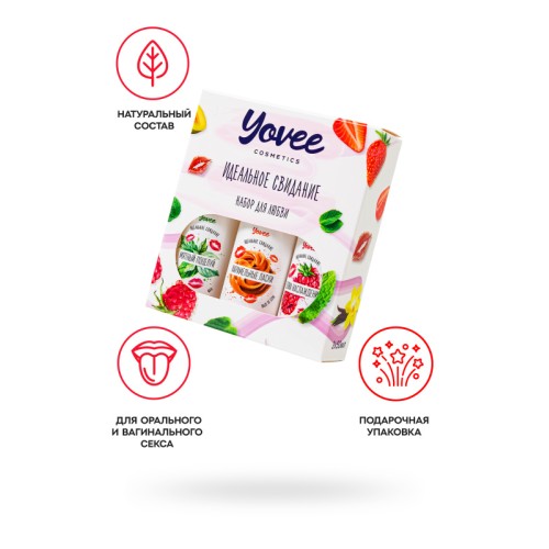 Набор гелей-смазок Yovee для любви (721002+721006+721014), вкусовые (малина+мята+карамель), 3х50 мл