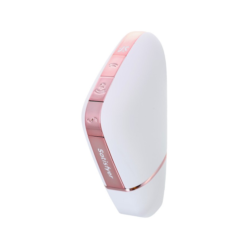 Вакуум-волновой стимулятор с вибрацией Satisfyer Love Triangle Connect App, силикон, белый, 8,8 см