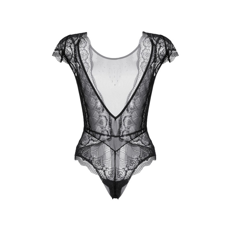 Боди со стразами Candy Girl Delight, черное, XL