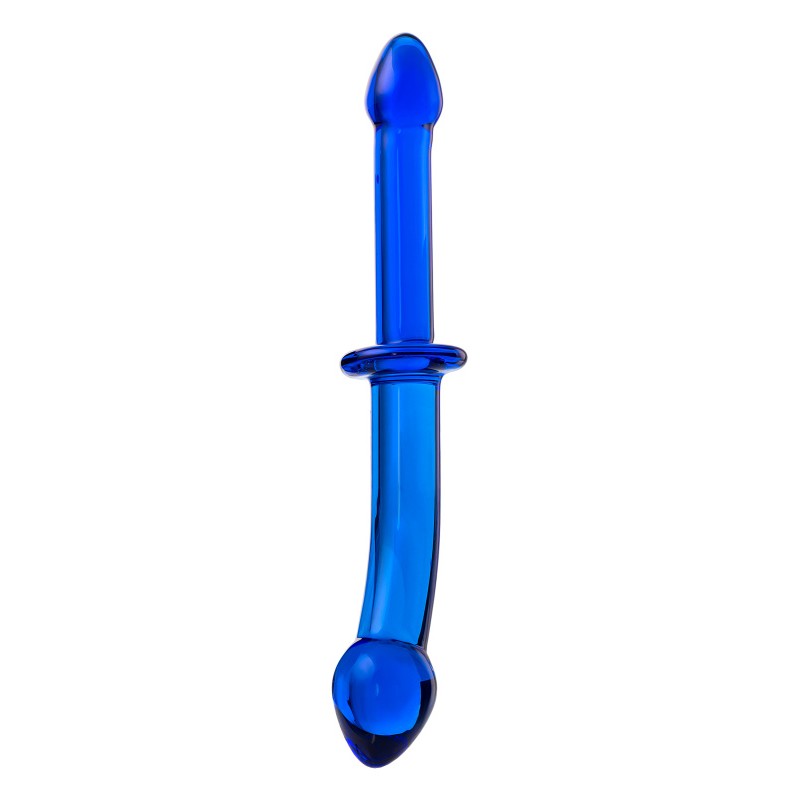 Двусторонний фаллоимитатор Sexus Glass, стекло, синий, 25 см