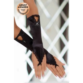 Перчатки атласные короткие SoftLine Collection, черный, S/L