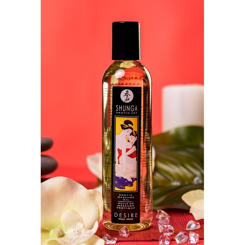 Масло массажное для тела Shunga «Желание. Ванильный фетиш» (Desire. Vanilla Fetish), 240 мл.
