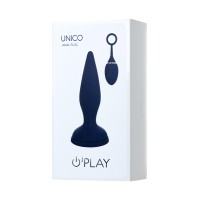 Анальная вибровтулка O'Play Unico с пультом ДУ, силикон, синий, 13,5 см.