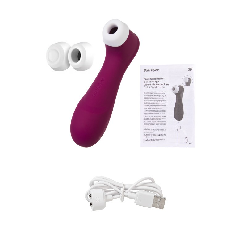 Вакуумный стимулятор клитора Satisfyer Pro 2 Generation 3, Connect App, бордовый, 16,4 см