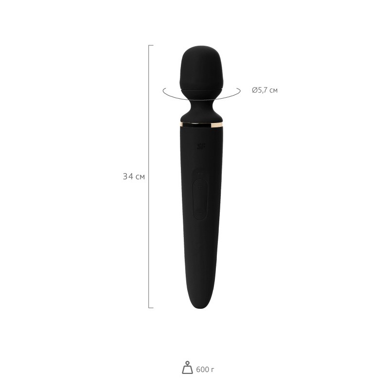 Нереалистичный вибратор Satisfyer Wand-er Woman, ABS пластик, черный, 34 см