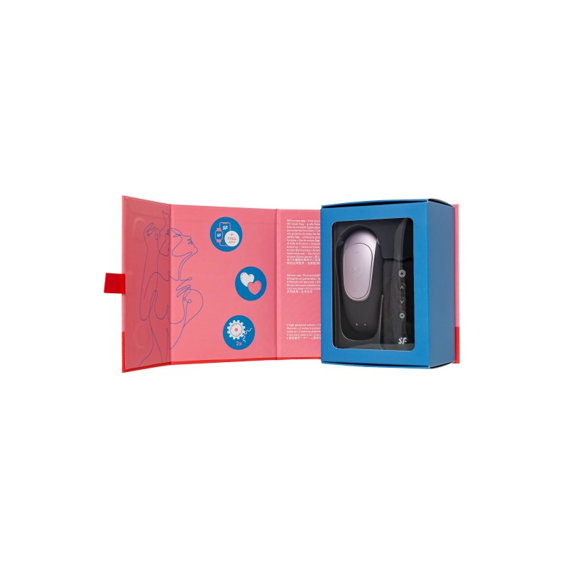 Стимулятор для пар Satisfyer Double Fun Connect App, с пультом ДУ, силикон, черный, 9 см