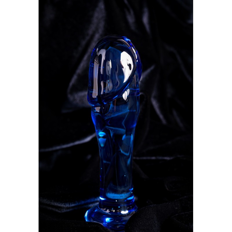 Анальный фаллоимитатор Sexus Glass, стекло, синий, 13 см