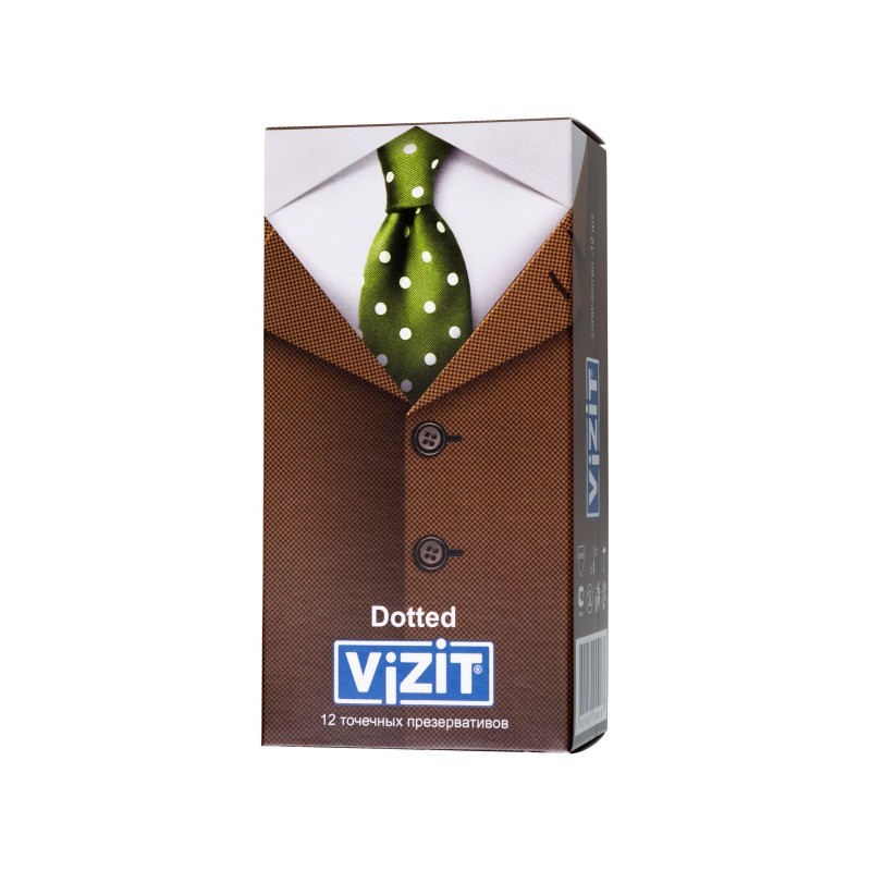 Презервативы Vizit, точечные, латекс, 18 см, 5,2 см, 12 шт.