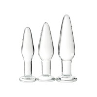 Набор анальных втулок Sexus Glass, стекло, прозрачный, 14/12,5/12 см, Ø 4/3,5/3 см
