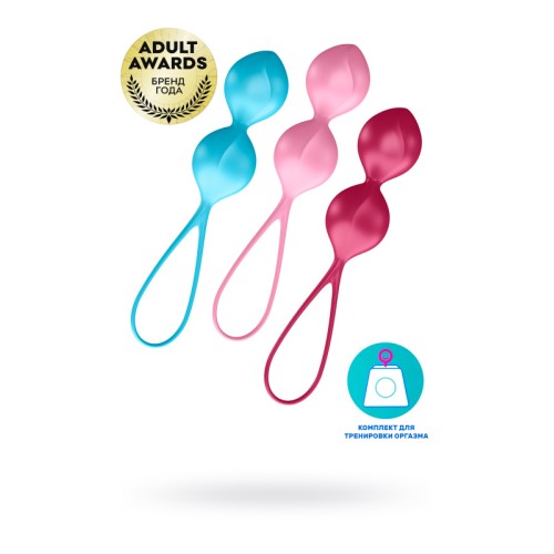 Набор вагинальных шариков Satisfyer Balls C03 Double, силикон, ассорти, Ø 3 см.