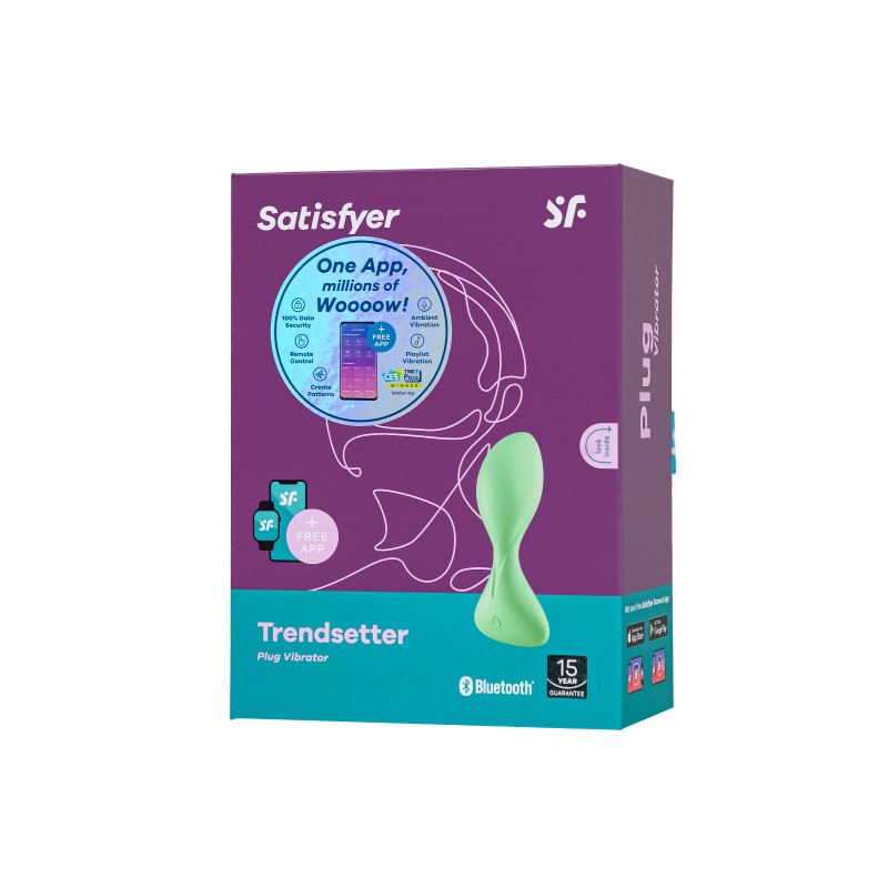 Анальная вибровтулка Satisfyer Trendsetter Connect App, зеленая, 11,3 см