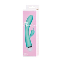 Вибратор с клиторальным стимулятором Flovetta Iris, силикон, голубой, 22 см
