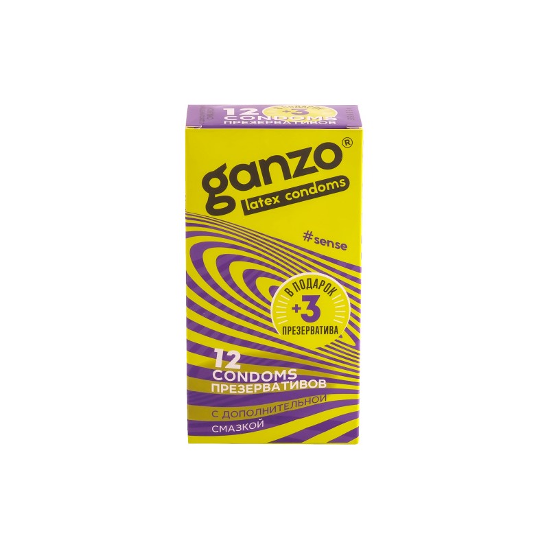 Презервативы Ganzo, sense, ультратонкие, латекс, 18 см, 5,2 см, 15 шт.