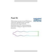 Презервативы Sagami, extreme, feel fit, гладкие, 19 см, 5,1 см, 3 шт.