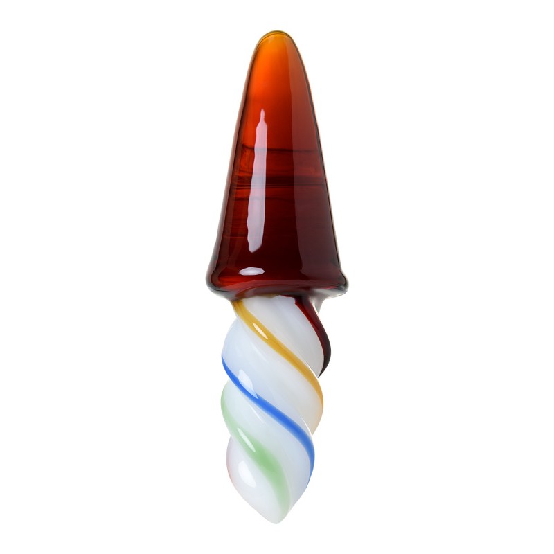 Двусторонний фаллоимитатор Sexus Glass, стекло, коричневый, 16 см