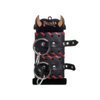 Наручники Pecado BDSM, с красной окантовкой, натуральная кожа, черные