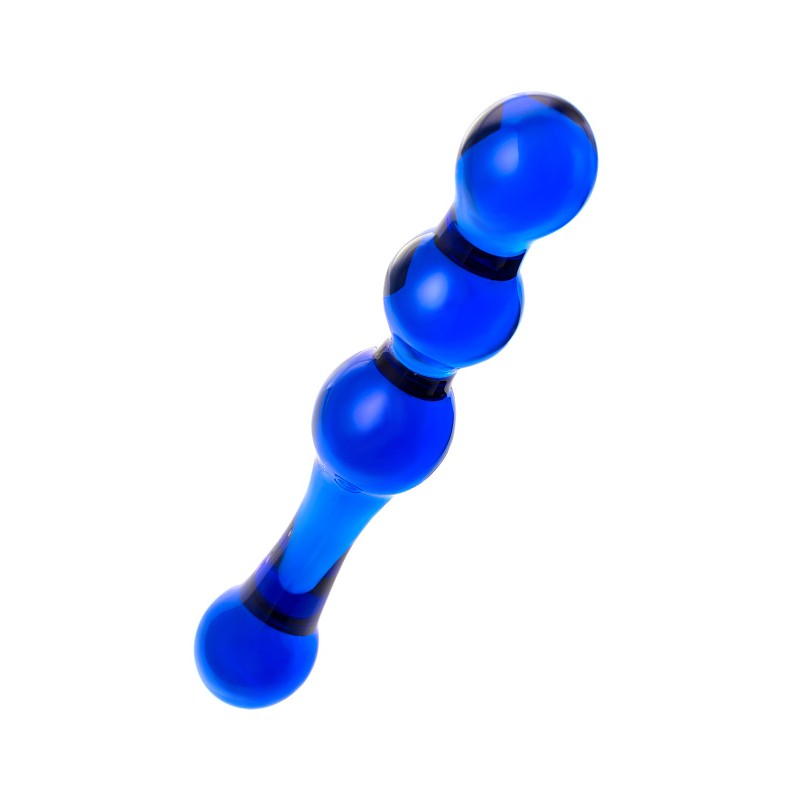 Двусторонний фаллоимитатор Sexus Glass, стекло, синий, 20,5 см