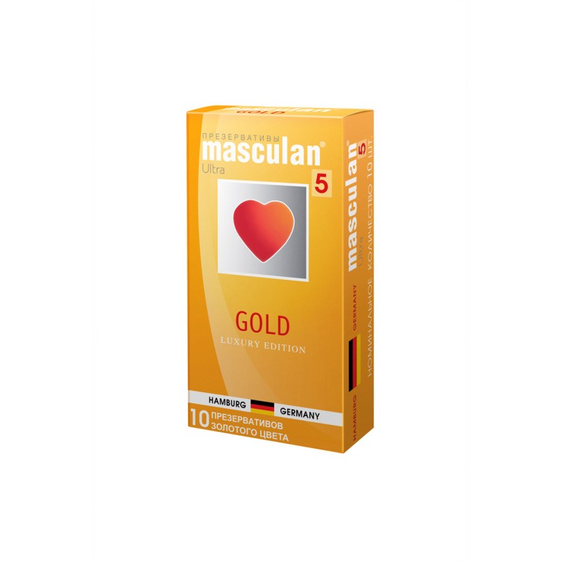 Презервативы Masculan, 5 ultra, золотые, 19 см, 5,3 см, 10 шт.