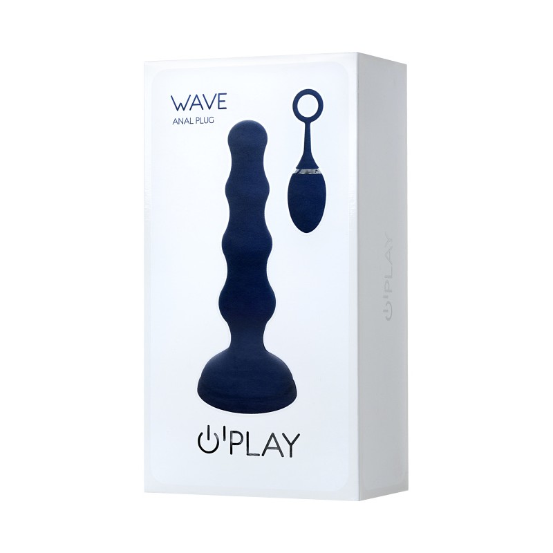 Анальная вибровтулка O'Play Wave с пультом ДУ, силикон, синий, 15,5 см.